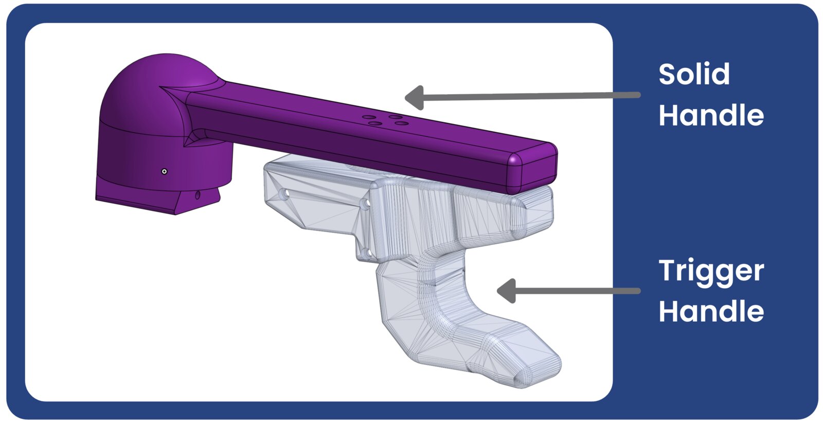 Exploded view of the trigger handle assembly with motor and spring.